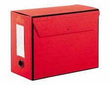 BOITE ARCHIVE DOS 15CM SIMILI 33*25 ROUGE AVEC COUVERCLE