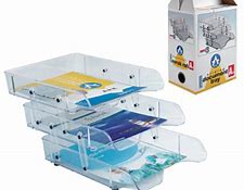 PANIER A COURRIER EN PLASTIQUE 3 ETAGES TRANSPARENT
